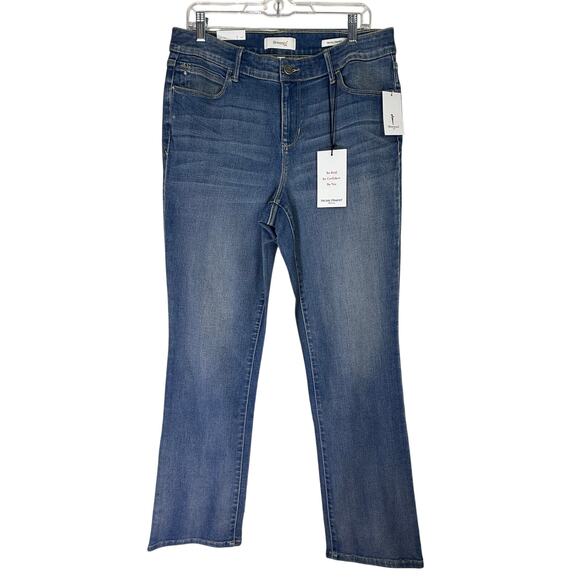NWT Skinnygirl The Rail Straight Mid-Rise Slim Medium Blue Wash Jeans Size 14W - Picture 1 of 11